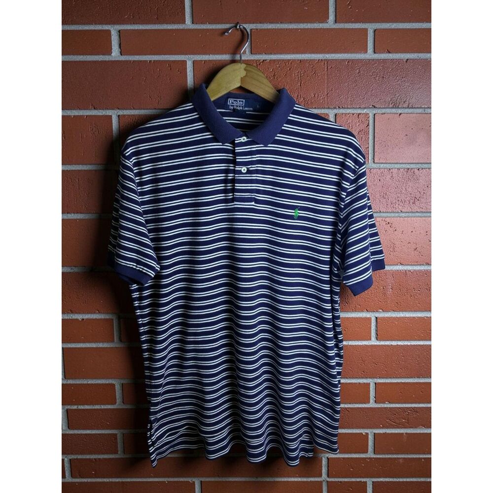 Polo Ralph Lauren Striped Polo Shirt Men's Large Navy White